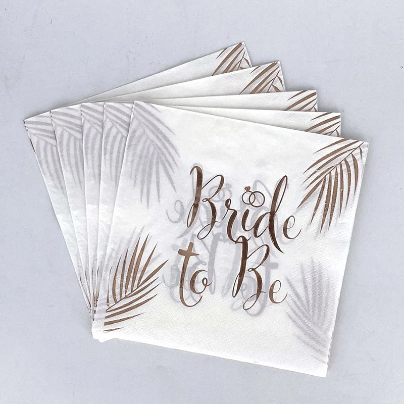 Bide to be Bachelorette Engagement Wedding party rose gold foil paper tissue napkins with custom request