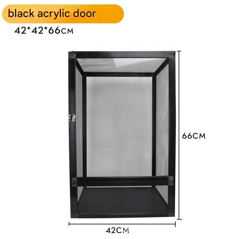 High Quality Large Solid Aluminum Live Reptile Cage Square Glass Plastic Tray Pallet Glass Mesh Screen Button Pet Feeding Cage
