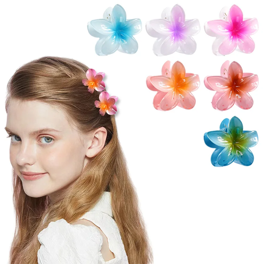 LRTOU Wholesale Summer Women Hair Clips Accessories Geometric Sweet 4CM Fashion Egg Flower Plastic Hair Claw