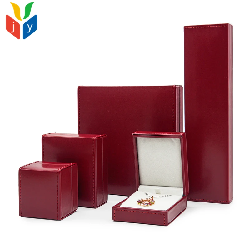 custom black white pu leather ring jewelry box necklace set jewelry box with logo