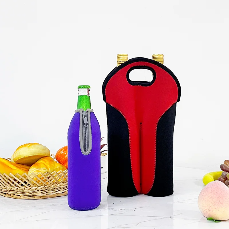 portable reusable shopping camping picnic outdoor neoprene can water beer drinks wine bottle cooler bag insulated