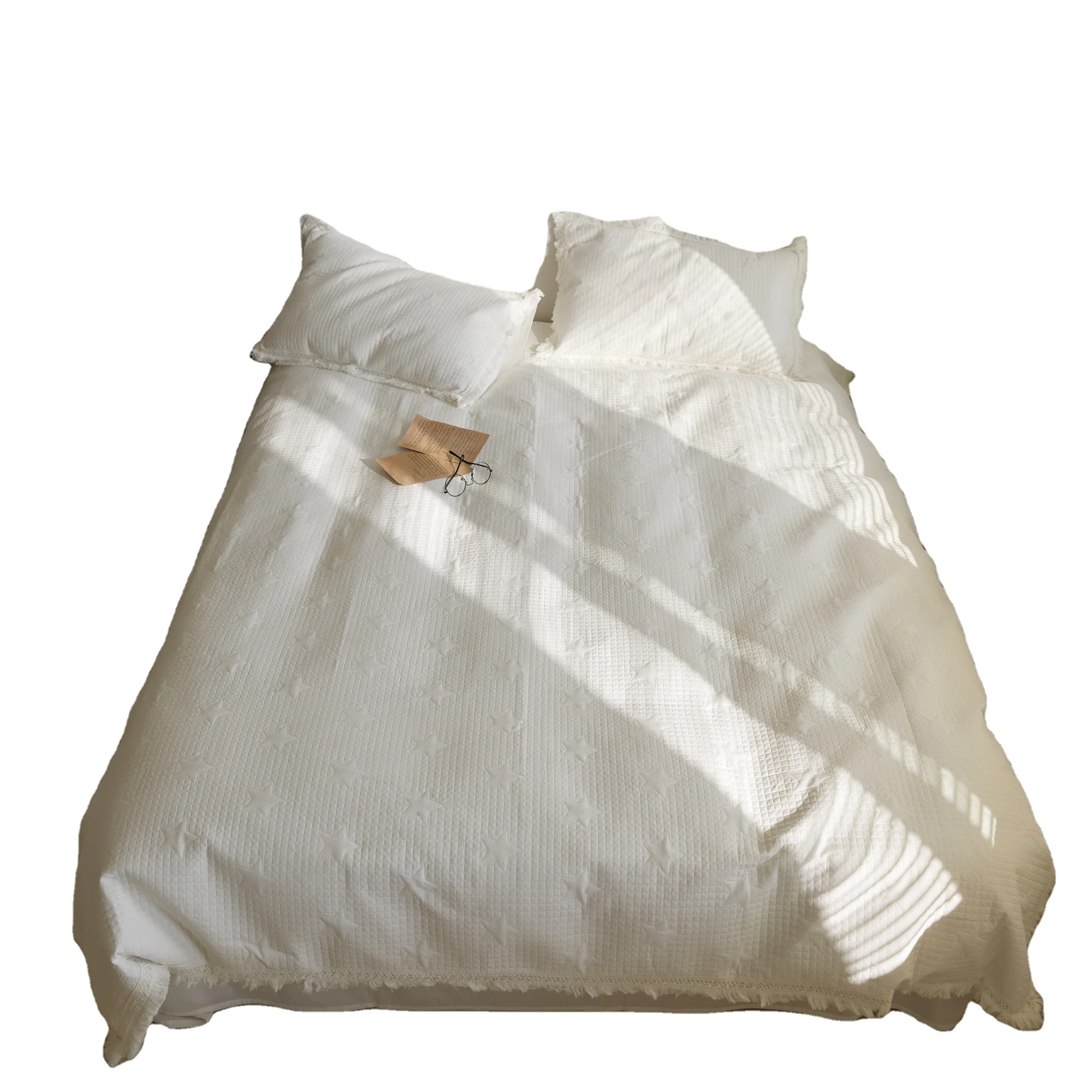Factory customized pure cotton tassel lace comforter bedding set