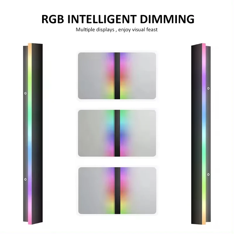 Outdoor Garden IP65 Aluminum Long Wall Lamp 110V 220V RGB RGBW 1M 1.2M 2M 2.4M Exterior LED Strip Linear Outdoor Wall Light