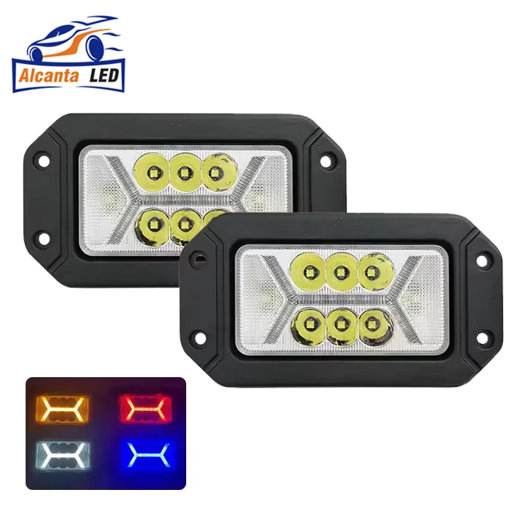 AlcantaLED 40W Flush Mount LED Pods Light Yellow Blue Red Led Work Light for 4x4 led Off Road Trucks ATV SUV Car Accessories