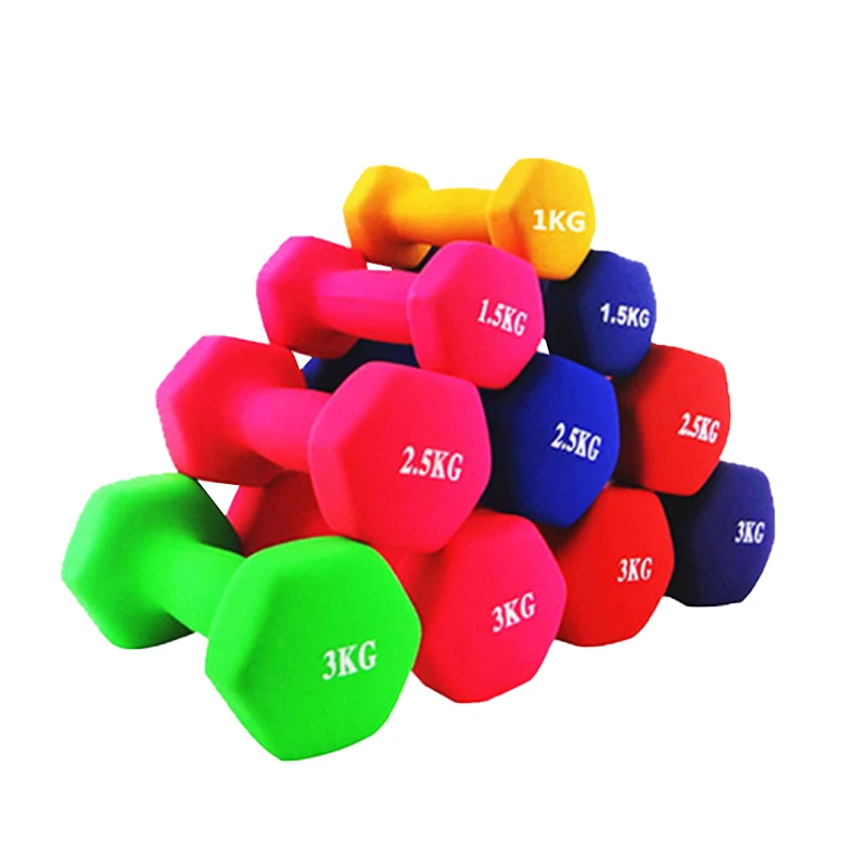In Stock Quickly Shipping Free Weights Fitness Dumbbells 1kg 1.5kg 2kg Mini Small Pink Red Green Hex Dumbbell Rubber Coated