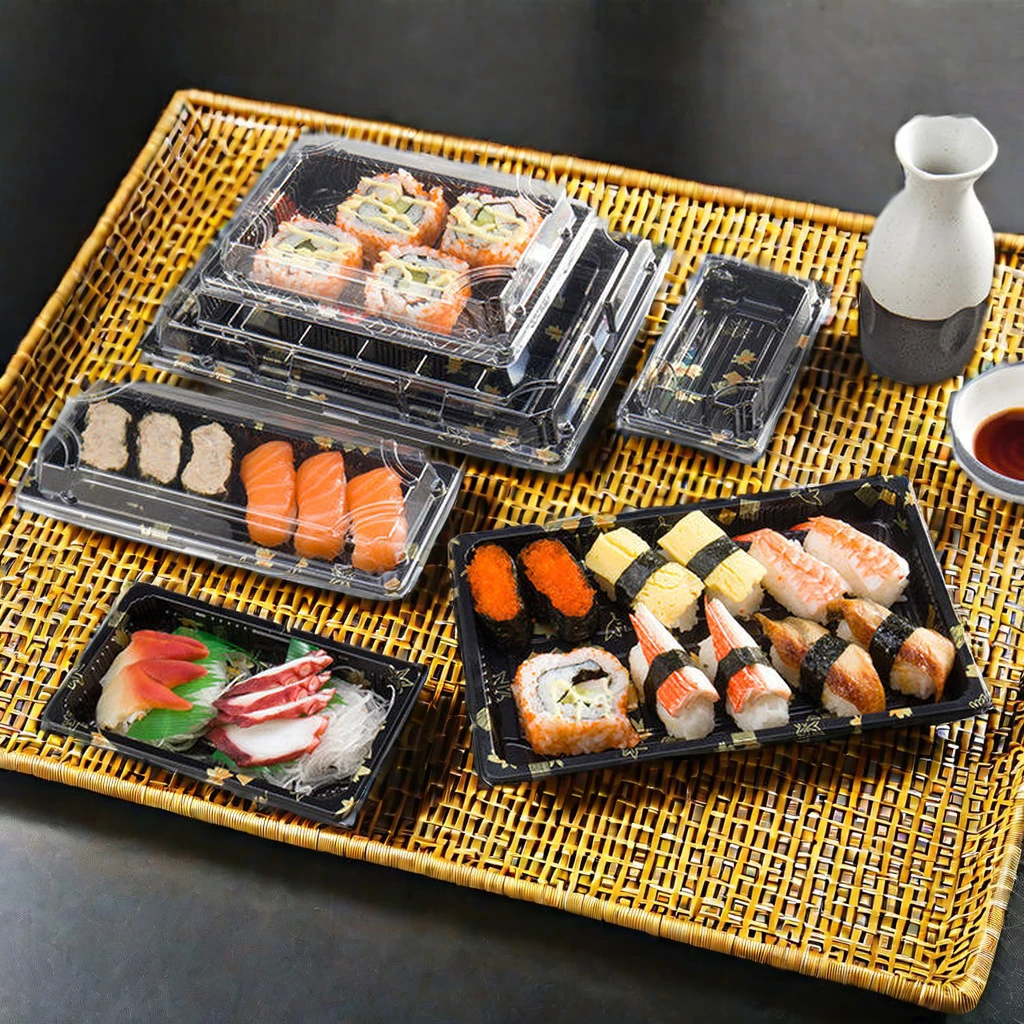 Disposable Japanese Sushi Tray PS Plastic Take-Away Food Sushi Box Tableware Plastic Plates & Bowls