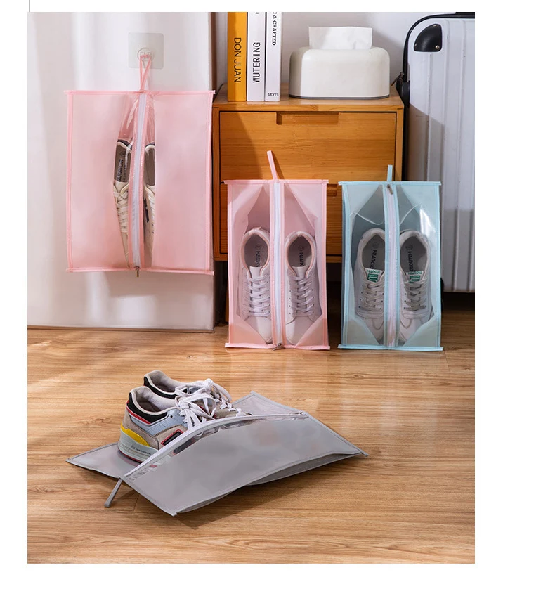 Wholesale Factory Peva Hanging Bathroom Waterproof Cosmetic Storage Bag Portable Travel Shoes Organizer Bag With Clear Window
