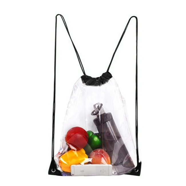 Premium Quality Big Size Travelling Sports Waterproof Transparent PVC Clear Drawstring Bag