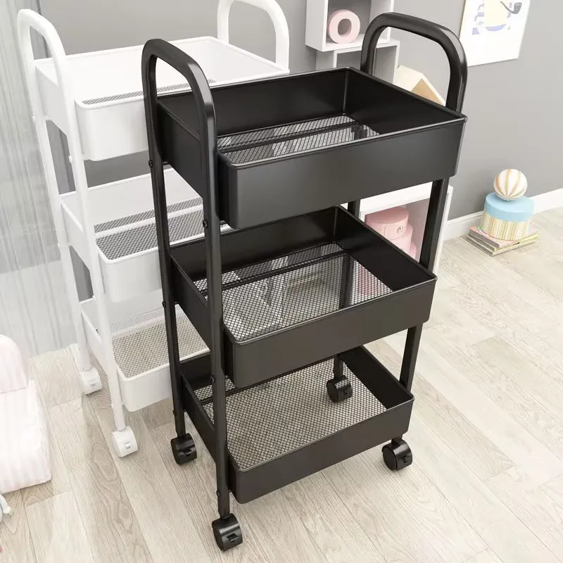 3 Tier rolling utility cart with wheels and handle multi-functional storage rack trolley for Home storage and organization