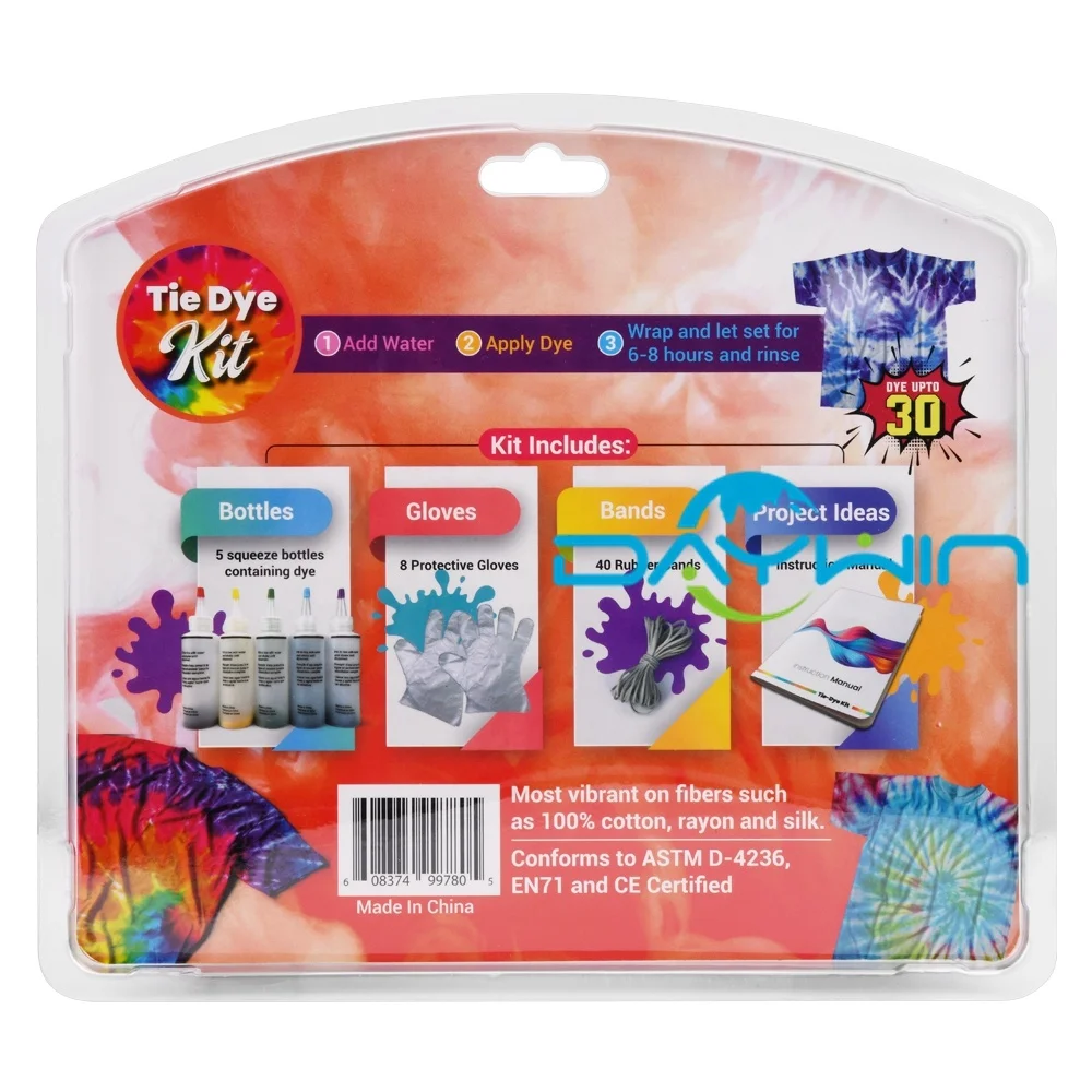 
Hot Sales For Kids Party Tie dye paint Customizable 5-colors Ce Certified Tie Dye Kit 