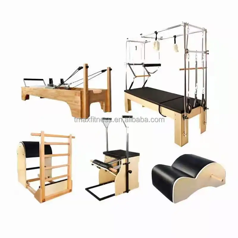 pilates studio reformers machine portable 5sets Pilates equipment combo oak maple reformer machine fitness set
