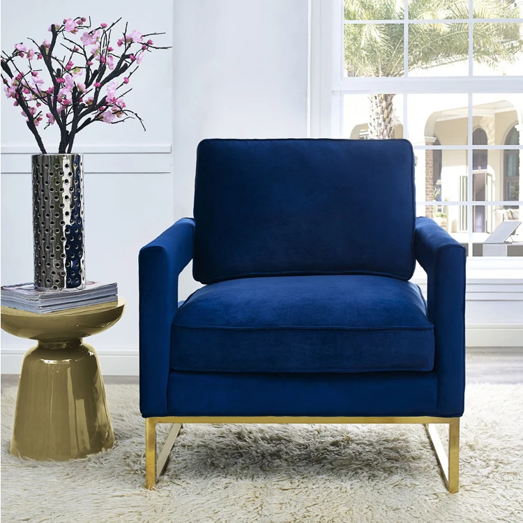Hotel multicolor velvet modern single lounge living room  furniture velvet accent chairs