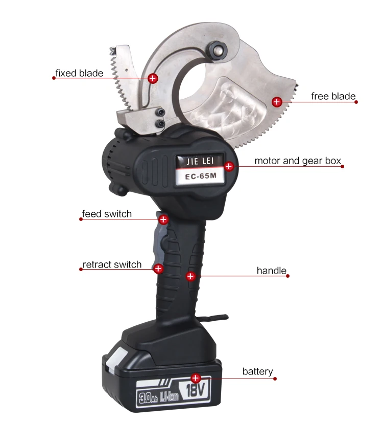 EC-65M EC-50M battery powered cable cutter ratchet cable cutter  max 65 mm Cu Al cable wire scissors,Taizhou Ruiba