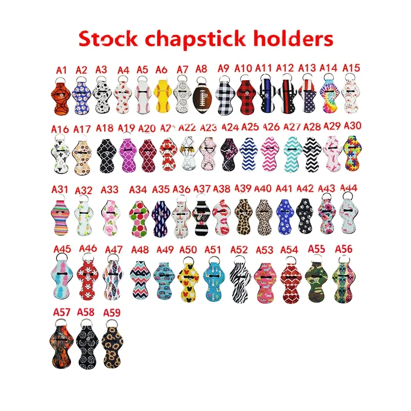 Neoprene Logo Printed Metal Embroidered Customised Manufacturer Custom Lipgloss Chapstick Lip Gloss Holder Keychain