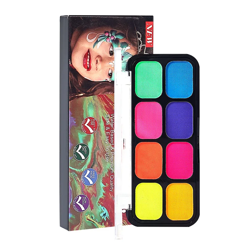 8 Colors Fluorescent Face Color Fluorescent Body Paint Halloween Fans Luminous Water Soluble Face Pigments Wholesale