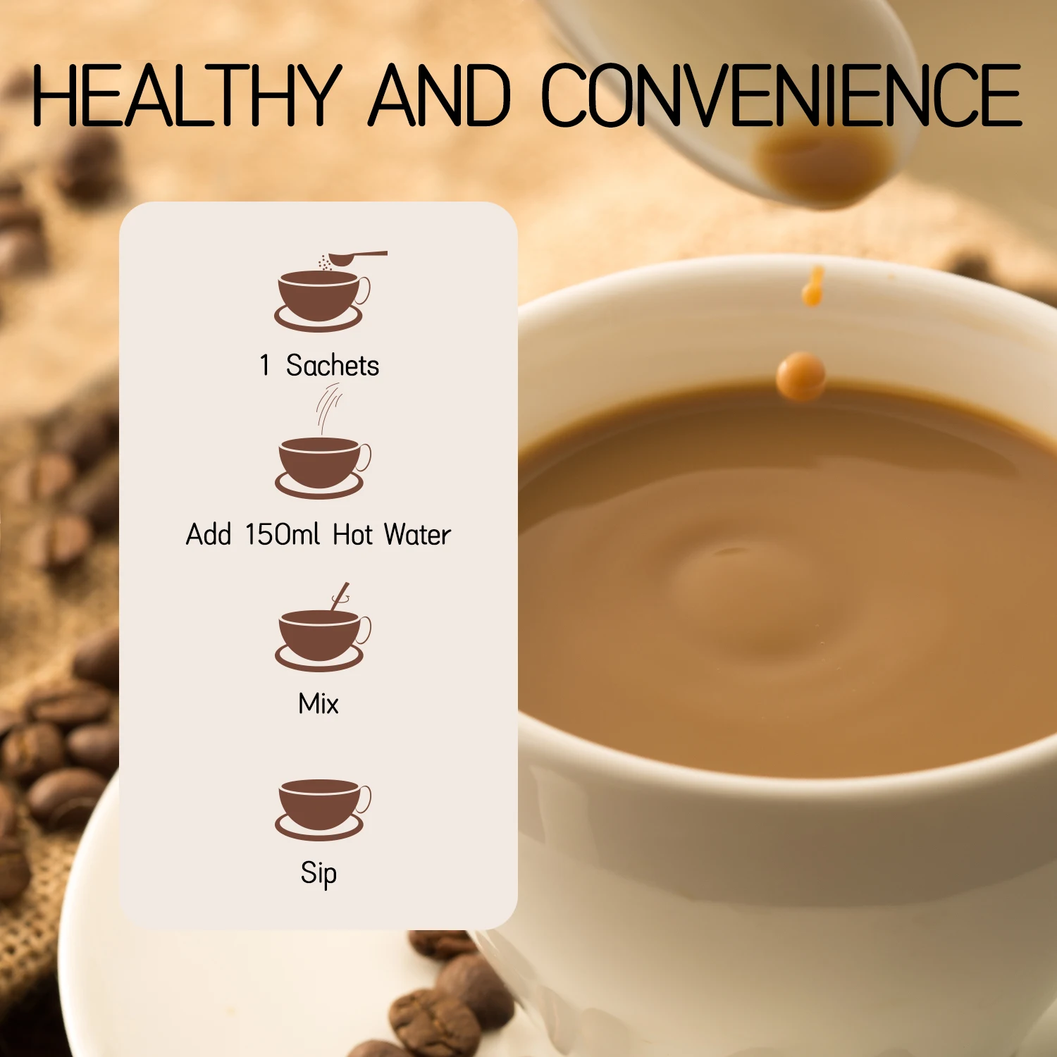 Ganoderma Coffee 100% Organic Certified Multi Mushroom Blend Instant Coffee Cafe Latte with Rich Flavor Smooth Texture Perfect