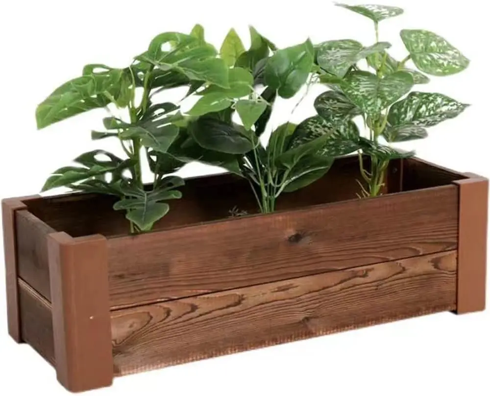 Wooden Planter Box, Large Wooden Planter Anti-Corrosion Wood Flower Planter Vegetable Rectangle Boxes