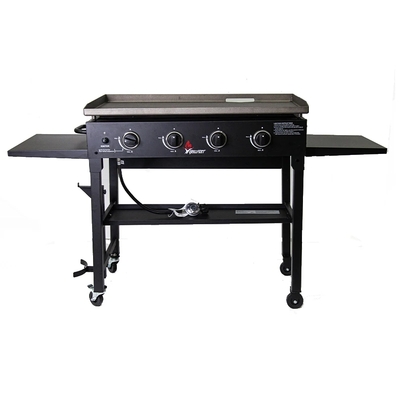 Commercial Portable Butane Gas Bbq Stove Set With Square Grill Pan Non-Stick Griddle Bbq Gas Grill With Lid