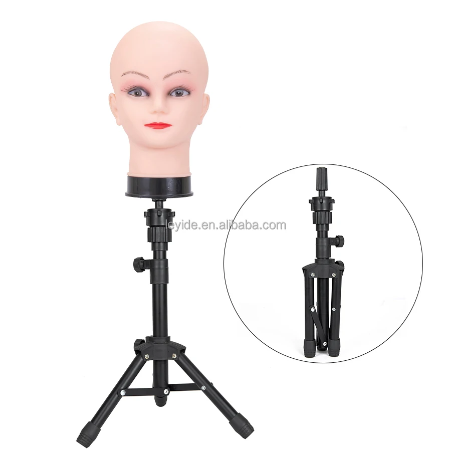 Durable Mini Wig Stand Tripod Adjustable Height Canvas Mannequin Training Head Stand Holder Table Tripod for Wigs Making Display