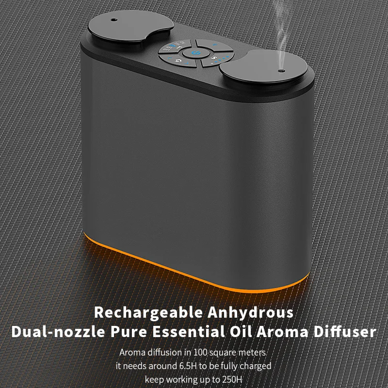 Double Nozzle Design Aroma Diffuser Waterless Battery Powered Car Aromatherapy Essential Oil Diffusers