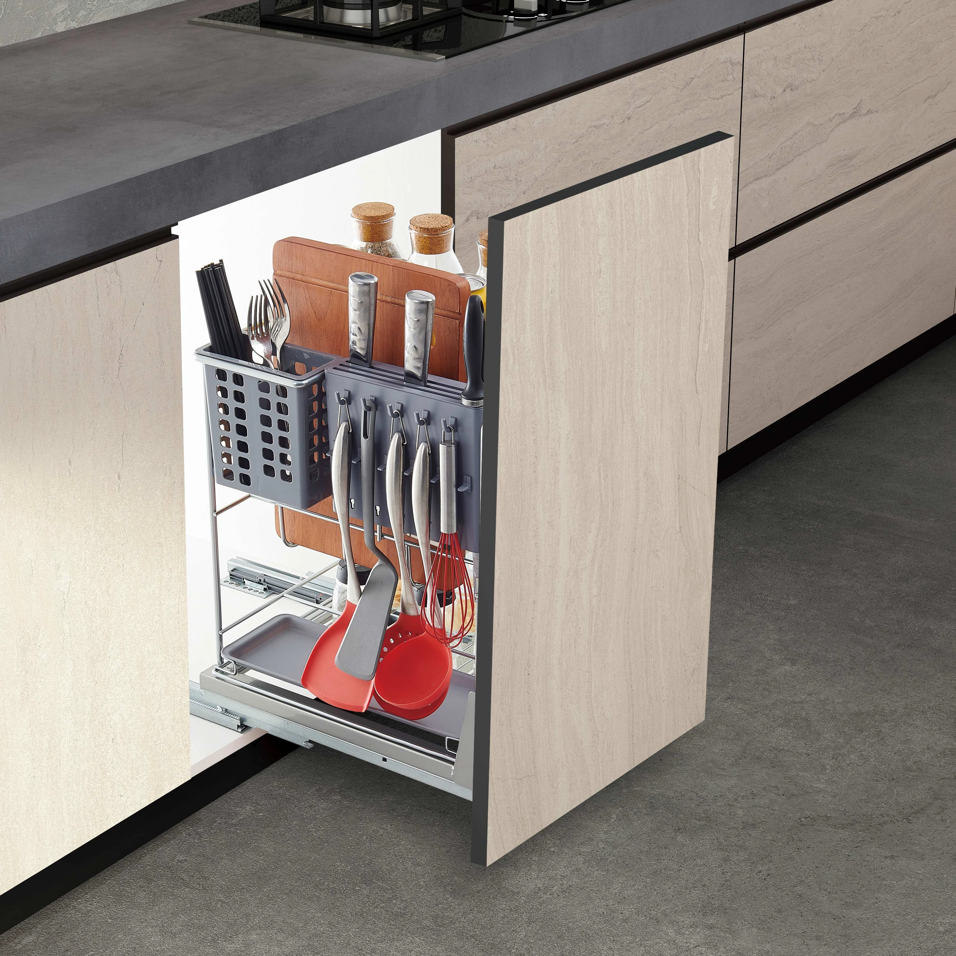 Оптовая продажа аксессуары для кухонного шкафа кухонный шкаф хранения мягкая закрывающая корзина ящика выдвижная