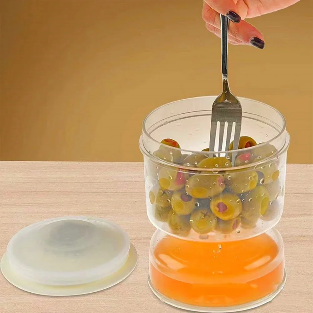 Pickle and Olive Hourglass flip jar Dry and Wet Juice Separation Kimchi Separator Jar Container with Strainer Airtigh