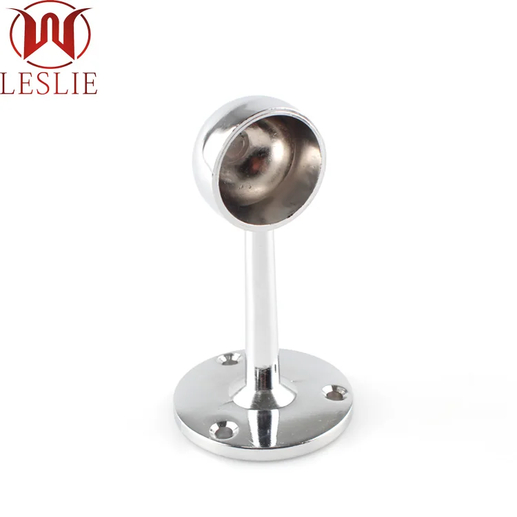 Furniture Accessories Zinc Alloy Round Rod Closet Hanging Rail Tube Rod Holder Chrome Wardrobe Support Flange