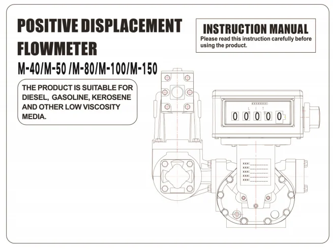 M-50 Flow Meter Diesel Gasoline Rotary Positive Displacement Meter mechanical flow meter with valves Digital Fuel Flowmeter