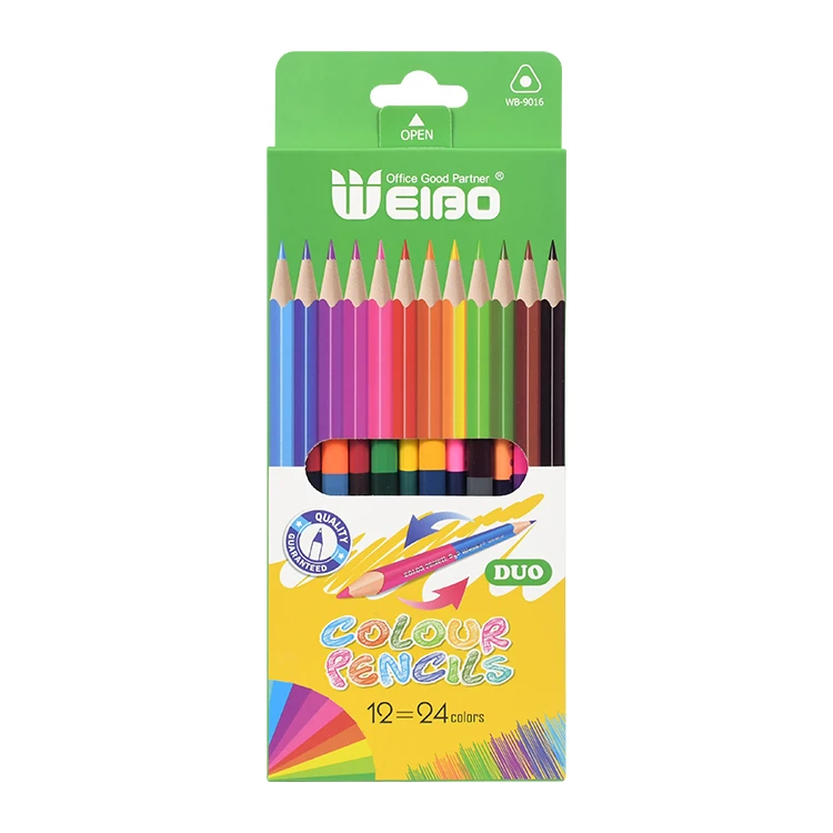 Weibo Hot sale 24colors custom color colored pencil set factory price for school and office