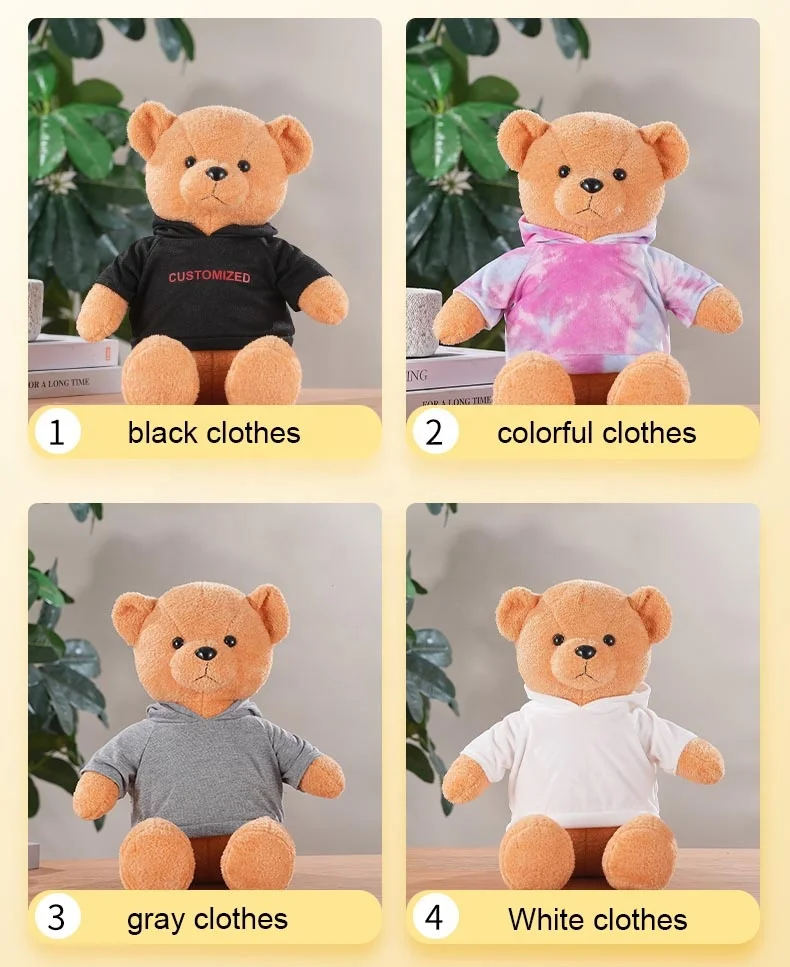 Custom Branded Promotional Teddy Bear Stuffed Animal in T-Shirt Unisex Soft Plush Toy for Kids and Adults