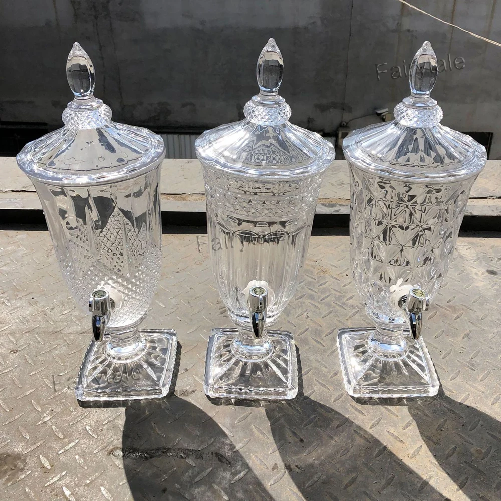 
European Vintage Hotel Restaurant Bar Liquor Juice Soft Water Glass Drink Dispenser with Tap 