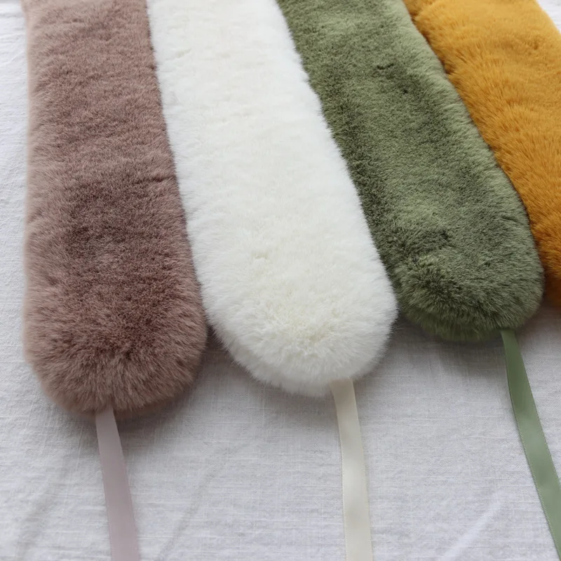 Fur Collar For Women Girl Winter Natural Fur Scarf Shawl soft Hair Collar Scarf with Lace Short Scarves For Jacket Collar