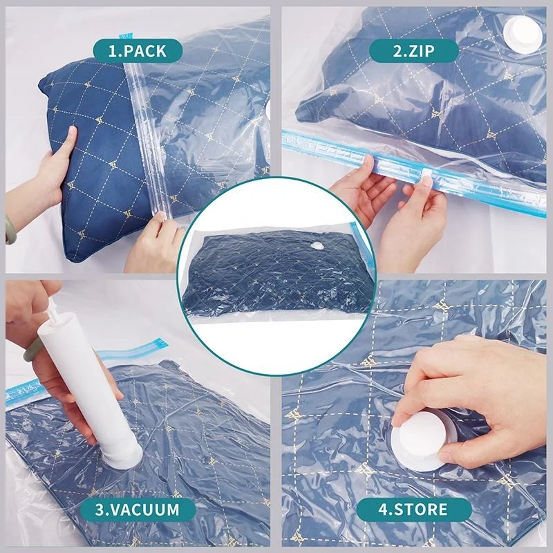 Vacuum Storage Bag Compressed Suction Valve Foldable Waterproof Compression Vacuum Clothes Bags For Travel Clothes