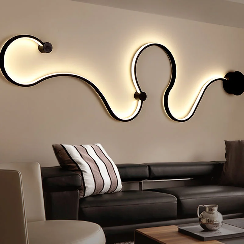 Jumbo size 123*35cm 42W Nordic Style Decorative Living Room Bedroom Interior Snake Wall Light Creative Indoor Modern Led Lamp