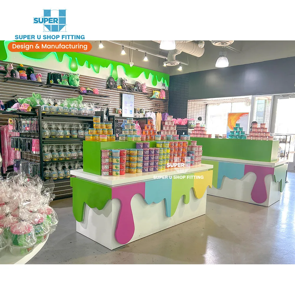 Colorful Kids Slime Toy Set Store Design Toy Shop Display Shelf Custom Gift Party Showroom Display Boutique Furniture