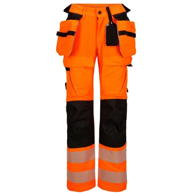 Hi-Vis Stretch Trousers for Women Airport Safety Work Pants with Segmented Reflective Tape