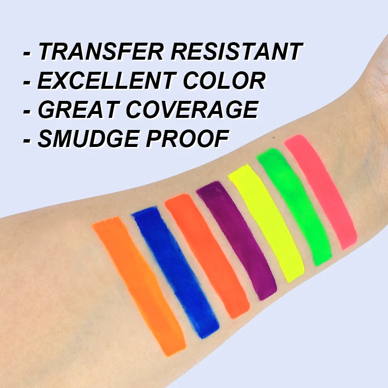Private label eyeliner water activated glow in dark face paint face and body paint non-toxic artist suppliers
