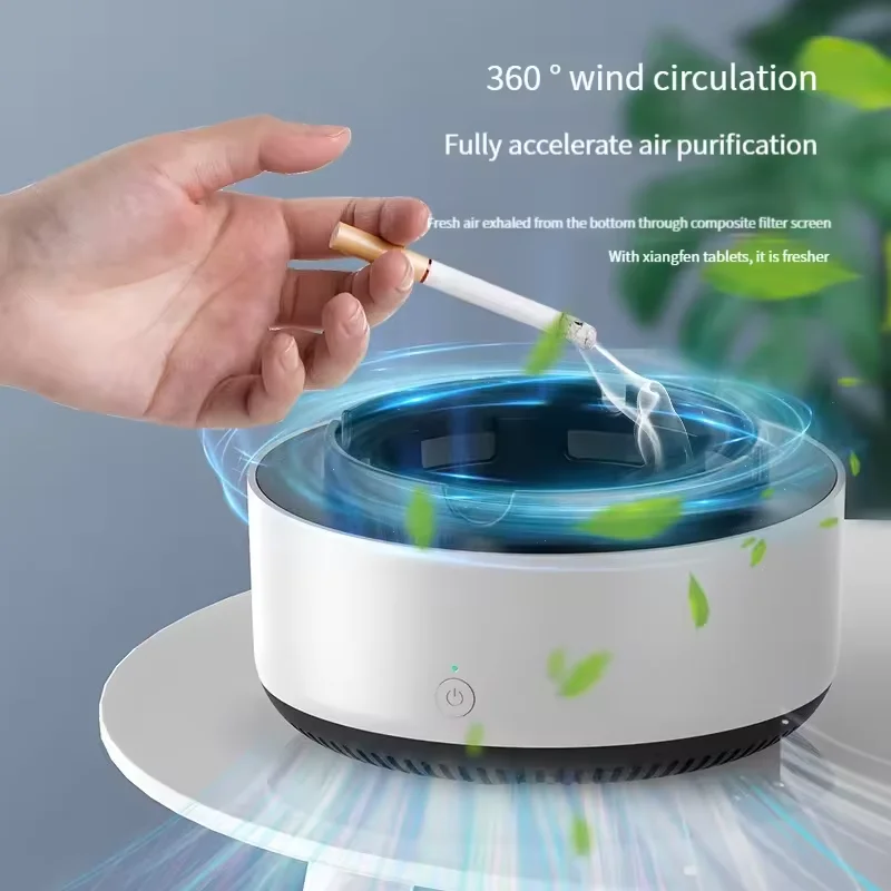 Creative Custom Logo Smart Ashtray Electric Smokeless Ashtray Air Purifier Mini Pocket Car Ashtray with Filter