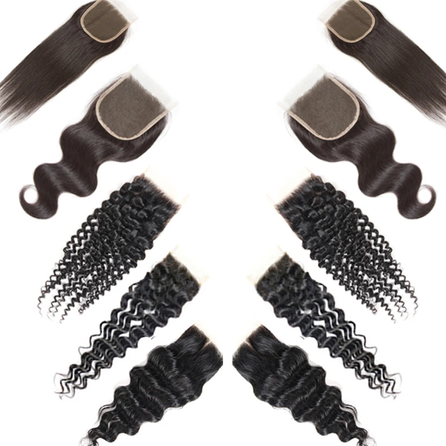 Brazilian Human Hair Bundles with Closure Cheap Body Deep Water Straight Kinky Curly Virgin Hair Bundles with Lace Frontal