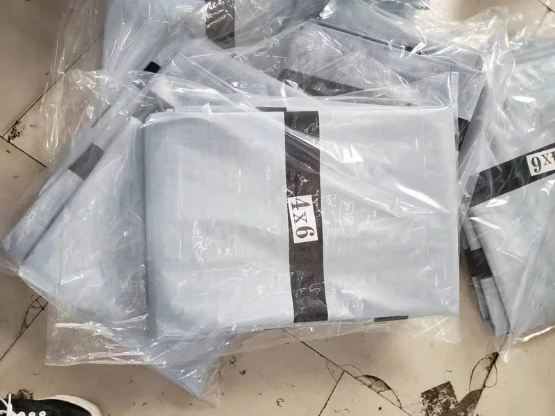 YRH Factory Waterproof Outdoor Grey 4-6 Black Band Stripe Tarp High Quality Tarpaulin HDPE Pe Tarpaulin