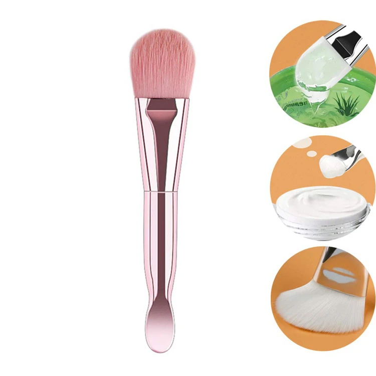 Wholesale Custom Hier Mini Dual Sided Mask Brushes Makeup Double End Plastic Fan Masking Brush And Cosmetic Spatula With  Logo
