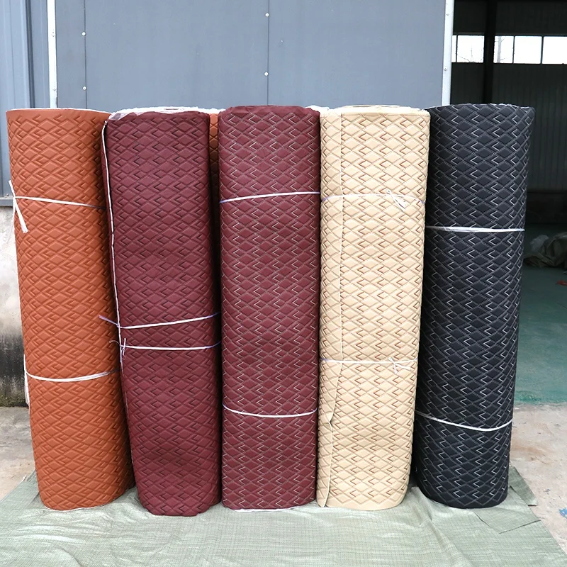 Fashion car interior embroidery quilted leather with foam sofa car seat covering any design as your wish free