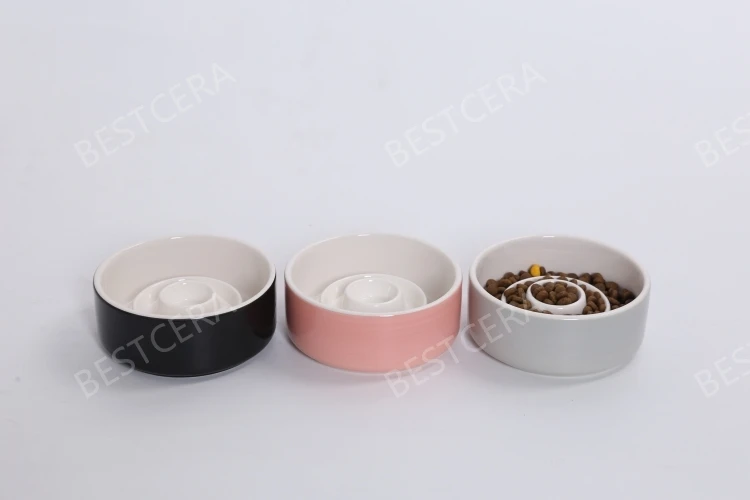 BESTCERA Wholesale Pet Feeder Dog Cat Bowl Easy to Clean Pet Food Bowl Feeder Slow Feeded Ceramic Cat Bowl Slow Feeder