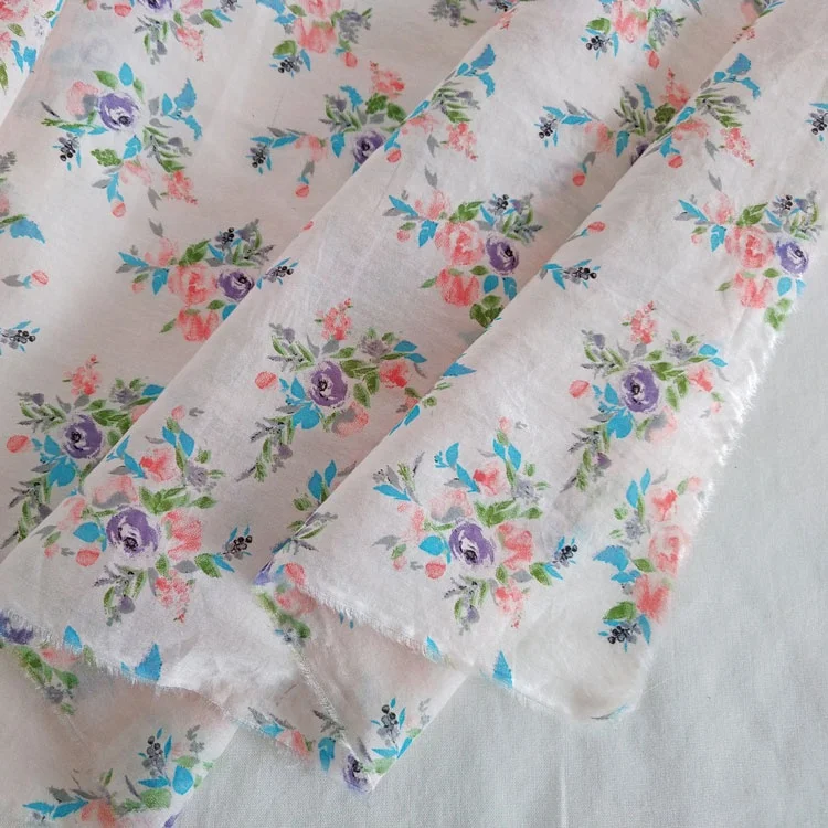 
Customizable floral printed silk cotton interwoven fabric 