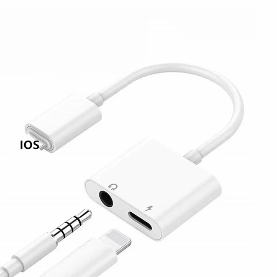 Factory Hot Sale Headphone Audio 2in1 Adapter With 3.5mm Jack And Charging Port Earphone Splitter Adapter Converter For Iphone