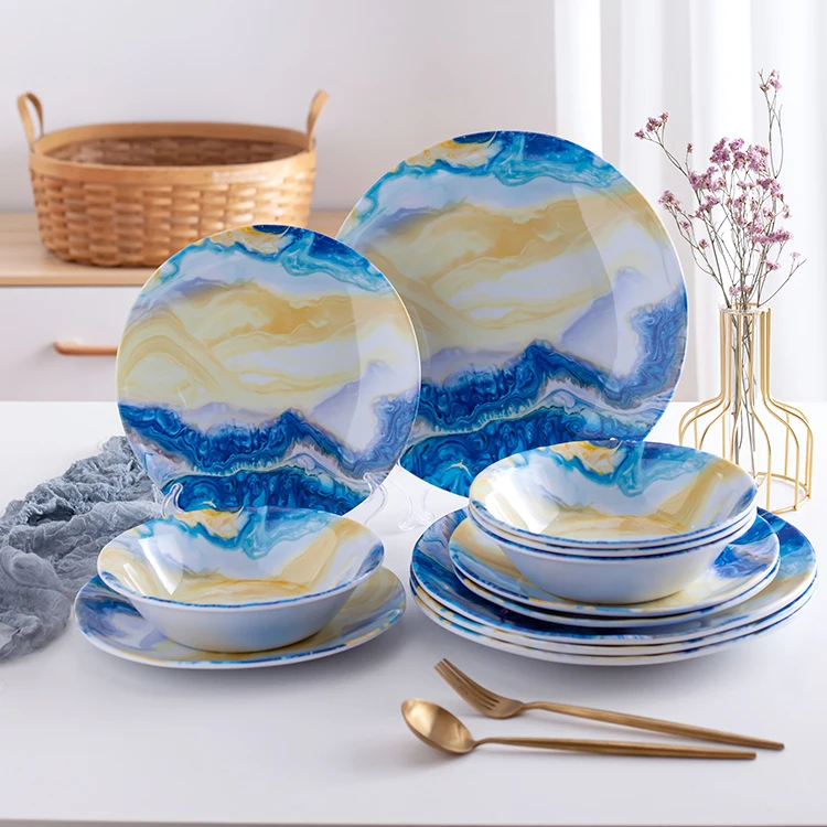 China plates porcelain sets kitchen tableware melamine dinnerware ceramic dinner