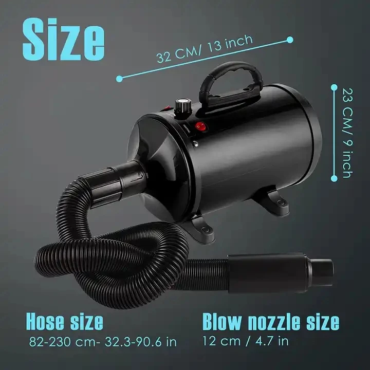 Pet Hair Dryer with Stepless Speed and Heat Dog Blow Dryer with 4 Different Nozzles 2000W 2200W 2400W 2800W 3200W