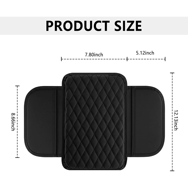 Car Center Console Cover, Microfiber Leather Car Armrest Cover Cushion with 2 Storage Bags