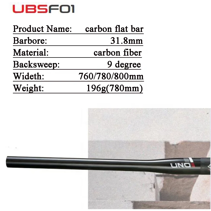 UNO Integrated Carbon Handlebars 760/780/800mm Flat Bars 31.8mm Bike Handlebar Carbon MTB Handlebar