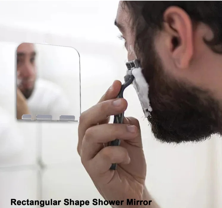 Bathroom Fogless Mirror for Beard Shaving Mirror with Holder Unbreakable